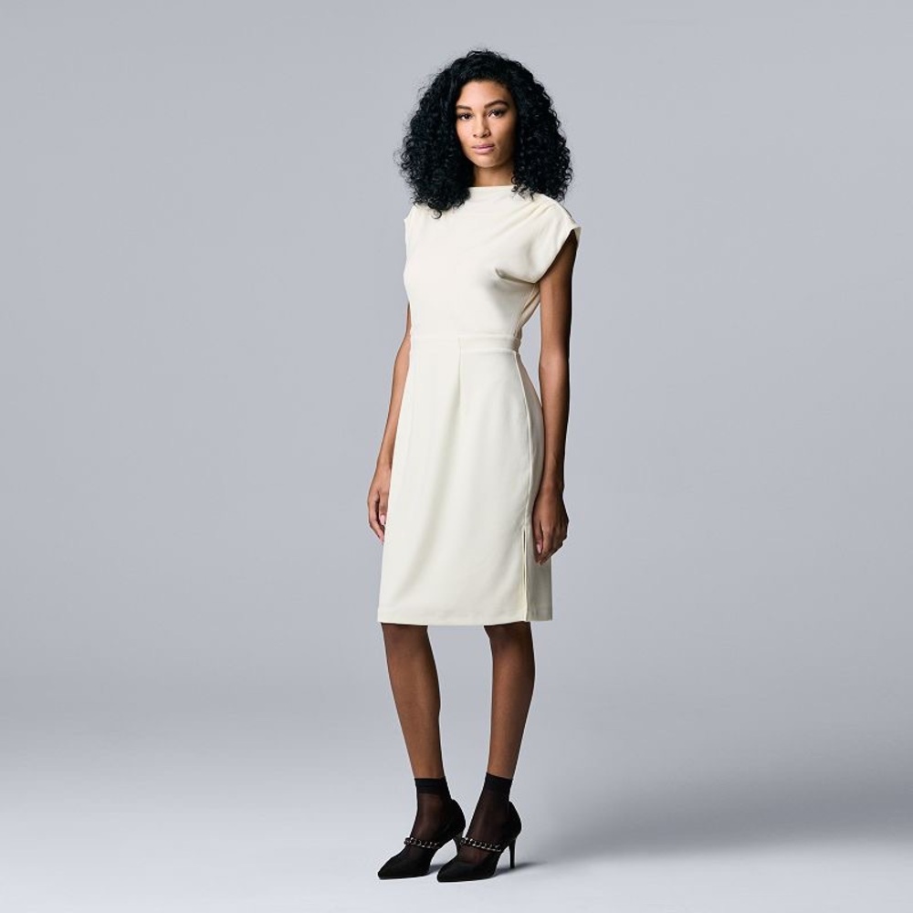 Simply Vera VeraWang Sheath Dress White Midi Womens M